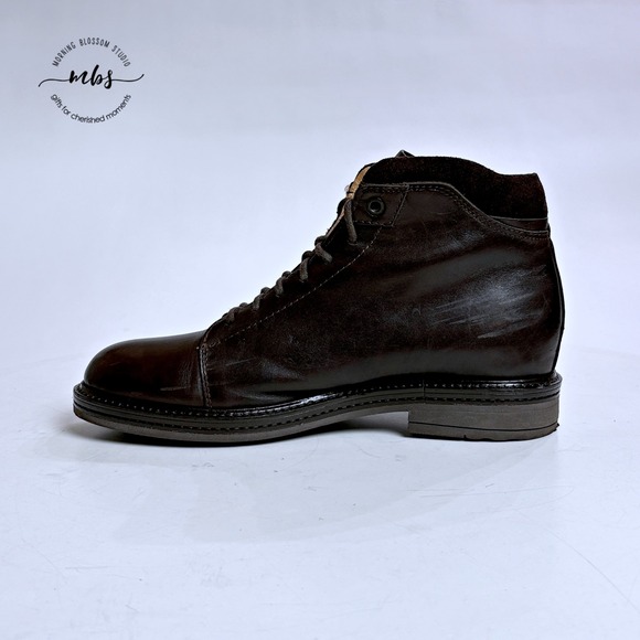 Doppelgänger Roma Made in Italy Leather Lace Up Ankle Boots Brown Men 7.5 - Picture 4 of 14